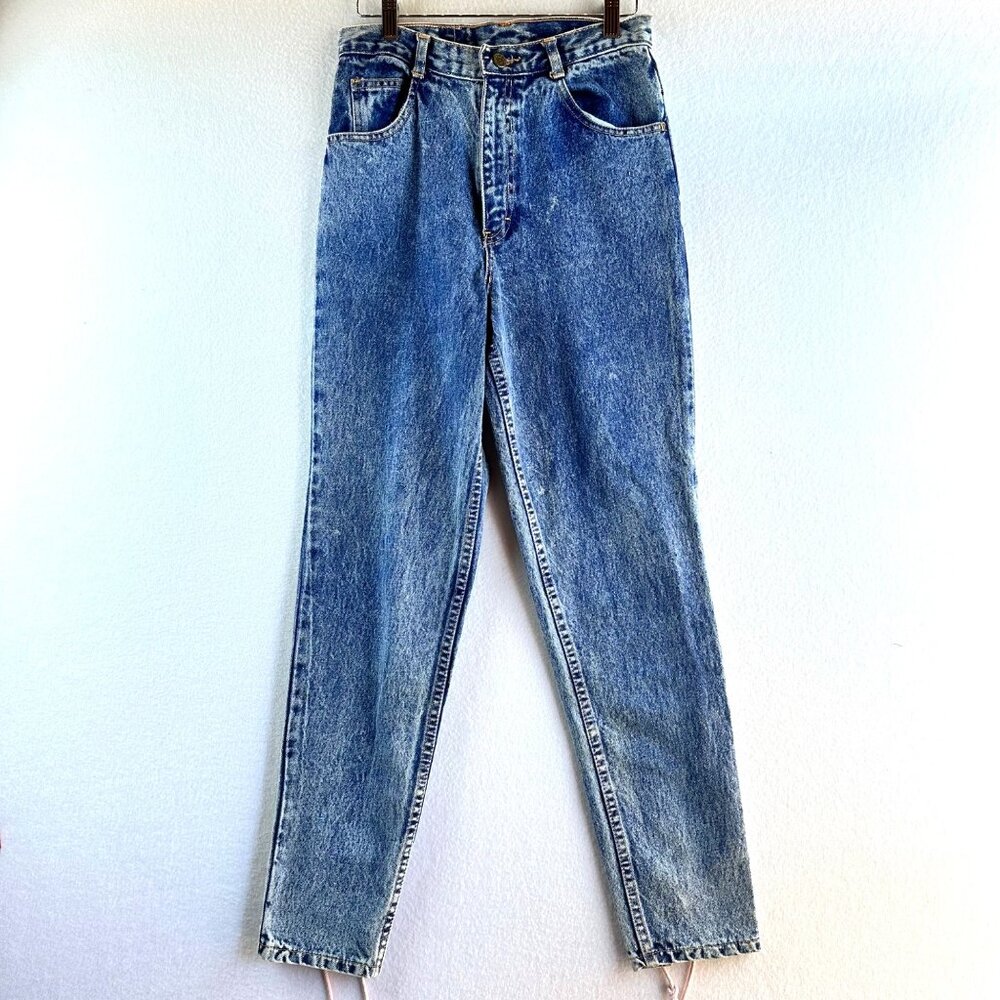 Vintage No Excuses 80s Jeans Womens Size 7 Acid Wash Lace High Waist Mom Retro